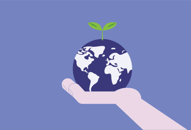 holding the earth with hands, environmental protection concept illustration - 智慧農(nóng)業(yè) 幅插畫檔、美工圖案、卡通及圖標(biāo)